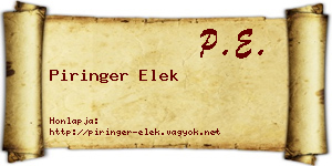 Piringer Elek névjegykártya